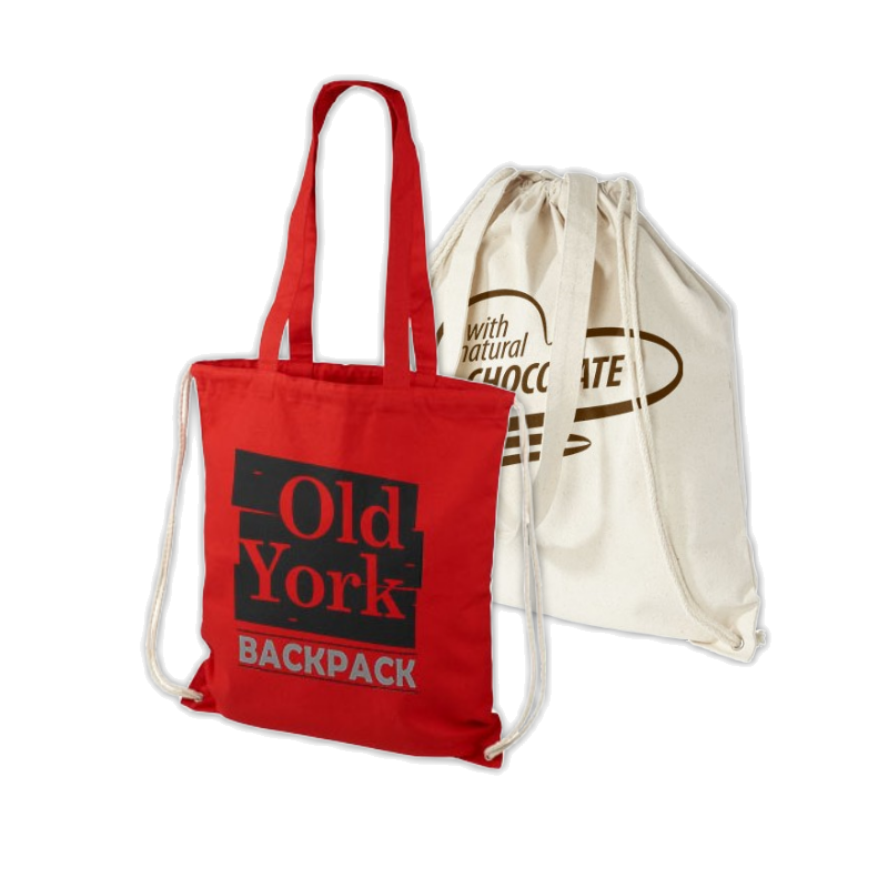 Shopper in juta e cotone: Zaino con cordoncino Eliza in cotone da 240 g/m2 da 6L